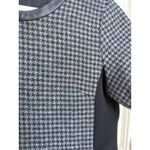 J.Crew  Houndstooth Sheath Dress Leather Trim Black Grey Size 12 Photo 2