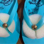 Juicy Couture Retro  Pam & Gela Turquoise Rubber Decal Size 6M Flip Flop Sandals Photo 2