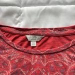 Lucky Brand Womens Red Paisley Floral Twist Front Cap Sleeve Top Tee Size XL Photo 2