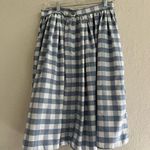Unique Vintage  Blue and White gingham Midi A-Line Skirt size Large Photo 1
