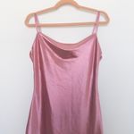 Y2K Womens Slip Dress Size S Pink Satin Cowl Neck Midi Coquette Minimalist Party Photo 2