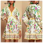 NWOT Sunday Up Yellow Green Dolce Vita Italy Lemon Printed Abstract Dress Small White Photo 1