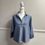 Frank & Eileen Gabi Popover Shirt Top Blouse Denim Blue SAMPLE Small S Photo 9