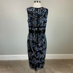 Aidan Mattox Beaded Deep V-Neck Midi Sheath Sparkly Cocktail Dress Black Size 8 Photo 5