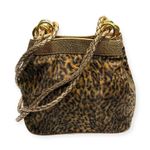 Tiannl ✽ Faux Fur Crossbody Handbag ✽ Animal Print ✽ Vegan Gold Metal Snakeskin Brown Photo 2