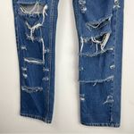 Tommy Hilfiger Vtg Y2K  Distressed Jeans Sz 6 Back Logo Patch Straight Leg Photo 4