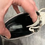 Saks 5th Avenue Gray for Saks Fifth Avenue Suede Leather Metallic Lace Up Wedge Booties sz 6.5 Photo 9