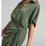 Showpo Ameleth Collared Wrap Front Mini Dress in Olive Green Size 8 Photo 2