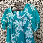 Vintage Royal Hawaiian Creations teal white tropical hibiscus ruffle hem dress Blue Photo 1