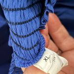 💥 EXLURA Blue Ruffled Off Shoulder A Photo 3