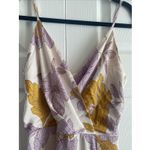 Monteau Womens Medium Purple Floral Slip Dress V Neck Smocked Midi Dress Satin Photo 1