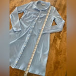 American Eagle Ribbed Knit Long Sleeve Midi Button Up Dress Baby Blue XL Photo 4