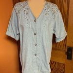 Vtg 90s oversized denim studded top Blue Size 8P Photo 5