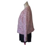 Nanette Lepore NWT Boucle Tweed Frayed Hem BlazerJacket Red and Pink X-Large Photo 2