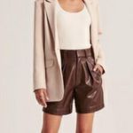 Abercrombie & Fitch 90's Tailored Vegan Leather 6" Shorts - Caramel- Size XS Photo 8