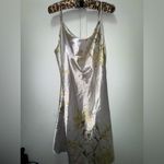 Floral Satin Cowl Neck Slip Dress XL Silver Photo 3