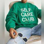 H&M  Self Care Club crewneck pullover sweatshirt sporty rich ribbed kelly green Photo 0