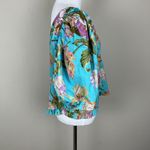 Anthropologie Love The Label Top Womens XL Blue Floral Puff Sleeve Asymmetrical Blue Photo 6