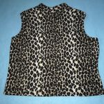 LA FETE Cheetah print vintage vest mandarin collar pouch pockets NEW size L Size L Photo 3