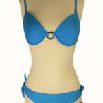 Skye Swimwear NWT Vintage Y2K Skye Turquoise Bikini Set Retro Push-Up Bra Style w/ Silver Photo 0