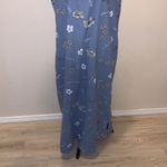 Studio vintage blue linen floral sleeveless maxi dress Size L Photo 2