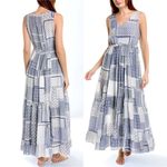 Johnny Was  100% Silk blue off white dress NEW Photo 3