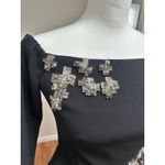 NEW Theia Cocktail Embroidered Mid Length Black Dress size 2 Photo 4