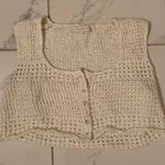 Olivaceous Cropped Eyelet Sweater Photo 0