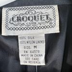 Vintage M Blazer Croquet Club 100% Silk Women Black Lined Shoulder Pads 1 Button Size M Photo 6