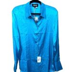 Retrofete SER.O.YA Karry Silk Shirt Turquoise Size Small Blue Photo 4