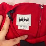 Leslie Fay Red and Black Midi Dress with Bow Accents Size 4P Photo 1