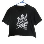 Adidas Streetwear Graphic Black Cropped Tee "The Brand With The 3 Stripes" L Photo 1