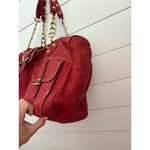 MANIA Women's Red‎ Leather Shoulder Bag w/ Gold Chain Handles made in Italy Red Photo 2