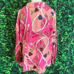 Mixed Print Button Up Tie Front Shirt plus size 2XL blouse Pink Photo 7