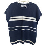 Vtg Y2K Bobbie Brooks Navy White Striped Short Sleeve Boxy Sweater Small Blue Photo 0