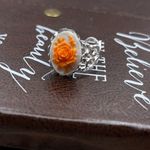 Neon Orange Rose Floral Oval Cameo Silver Stainless Steel Open Back Ring Photo 9
