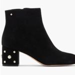 Kate Spade Taraji Faux Pearl Suede Block Heel Booties Black 9 Women Ankle Boots Photo 1