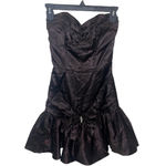 Vintage 80s Steppin Out Strapless Black Cocktail Dress Bow Rhinestone 3 Satin Size undefined Photo 9