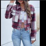 SheIn Women's marion navy and White Plaid cropped Utility Jacket Xs fits like sm Photo 2