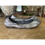 Vera Wang Embellished Silver Leather Peep Toe Ballet Flats 7.5 M Vero Cuoio Photo 1