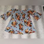 Southern Stitch Floral Off-Shoulder Blouse - Blue and Orange Photo 2