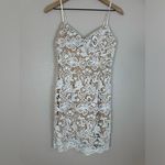 Guess  Nude Lined White Lace Mini Dress size Small Bride Bachelorette SL Tyela Photo 3