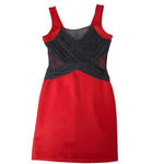 Bebe Y2K 2B Bodycon Dress Gia Mesh Cross Front Red Black Mini Dress Medium Cocktail Party Sexy Photo 7