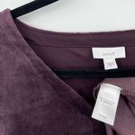 J. Jill Velour Velvet Shift Dress Long Sleeve V Neck Pockets Black Violet Medium Purple Photo 12