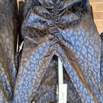 Mustard Seed Satin Top Black Cheetah Leopard Long Sleeve V Neck Size Large New Photo 1