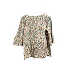 Time and Tru Women's Floral Flare Sleeve Top Green Photo 1