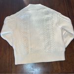 J.Crew  Women’s 100% Cotton Cream Ivory V-Neck Cable Knit Sweater Sz S Classic Photo 3