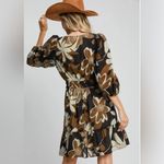 Umgee Black and Brown Floral Long Sleeve Dress NEW WITH TAGS Photo 1
