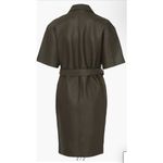 REMAIN by Birger Christensen Puglia Leather Shirt Dress Tarmac Size 12 Brown Photo 3