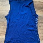 Cache Caché Luxe Blue Sequin Silk Sleeveless Top L Photo 4